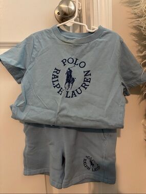Polo by Ralph Lauren Light Blue Logo Tee and Shorts Set